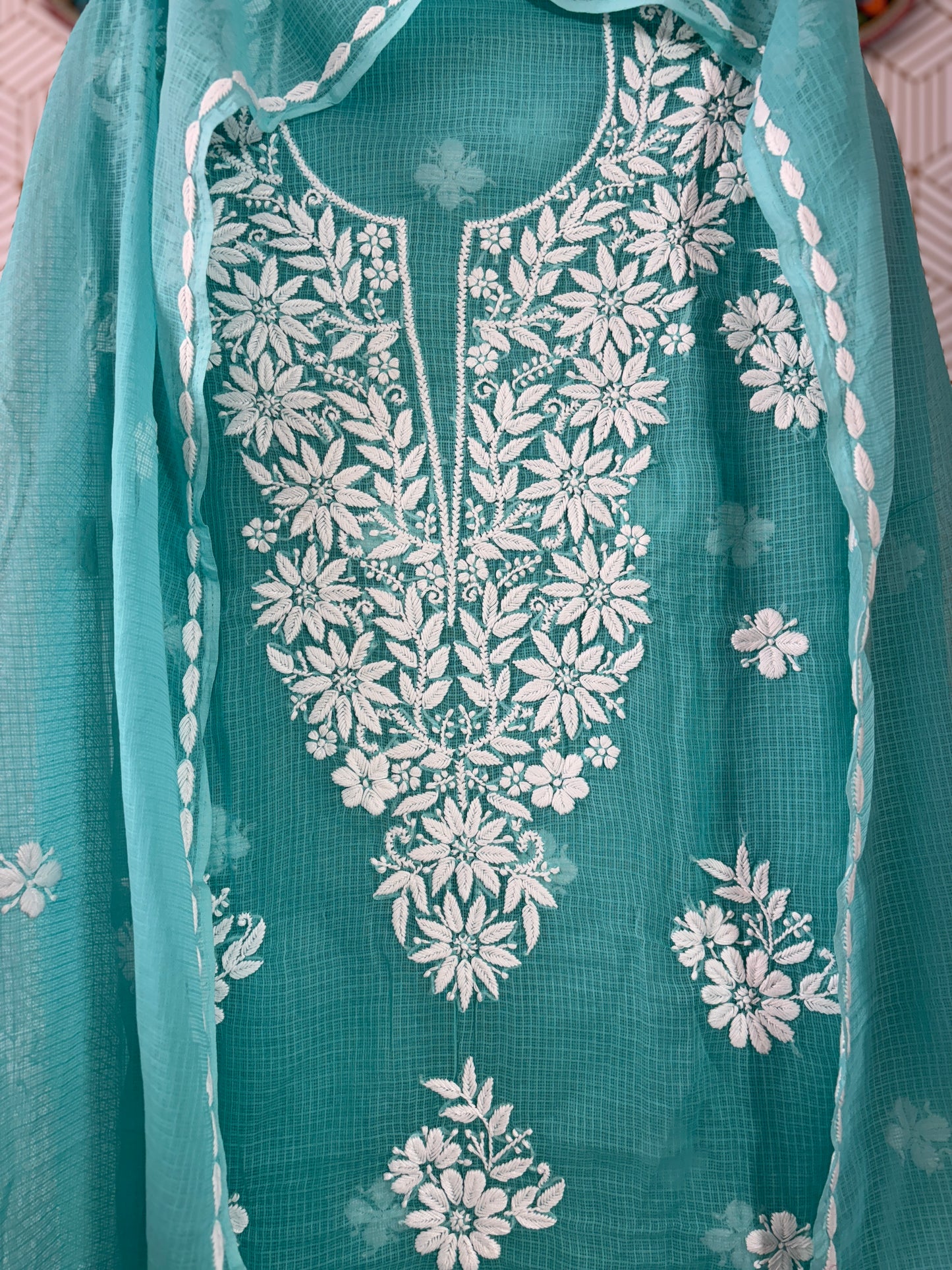 Lucknowi Chikankari Kota Doria Suit Set