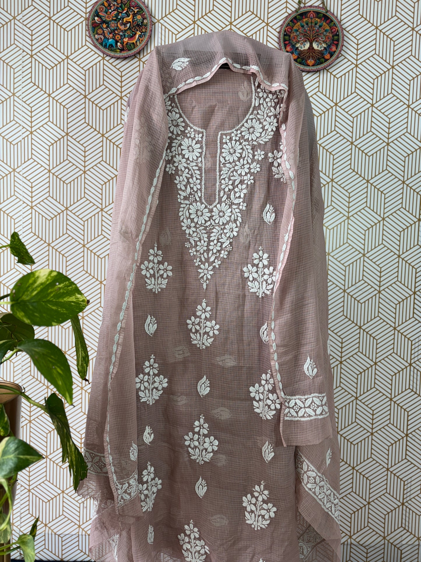 Lucknowi Chikankari Kota Doria Suit Set