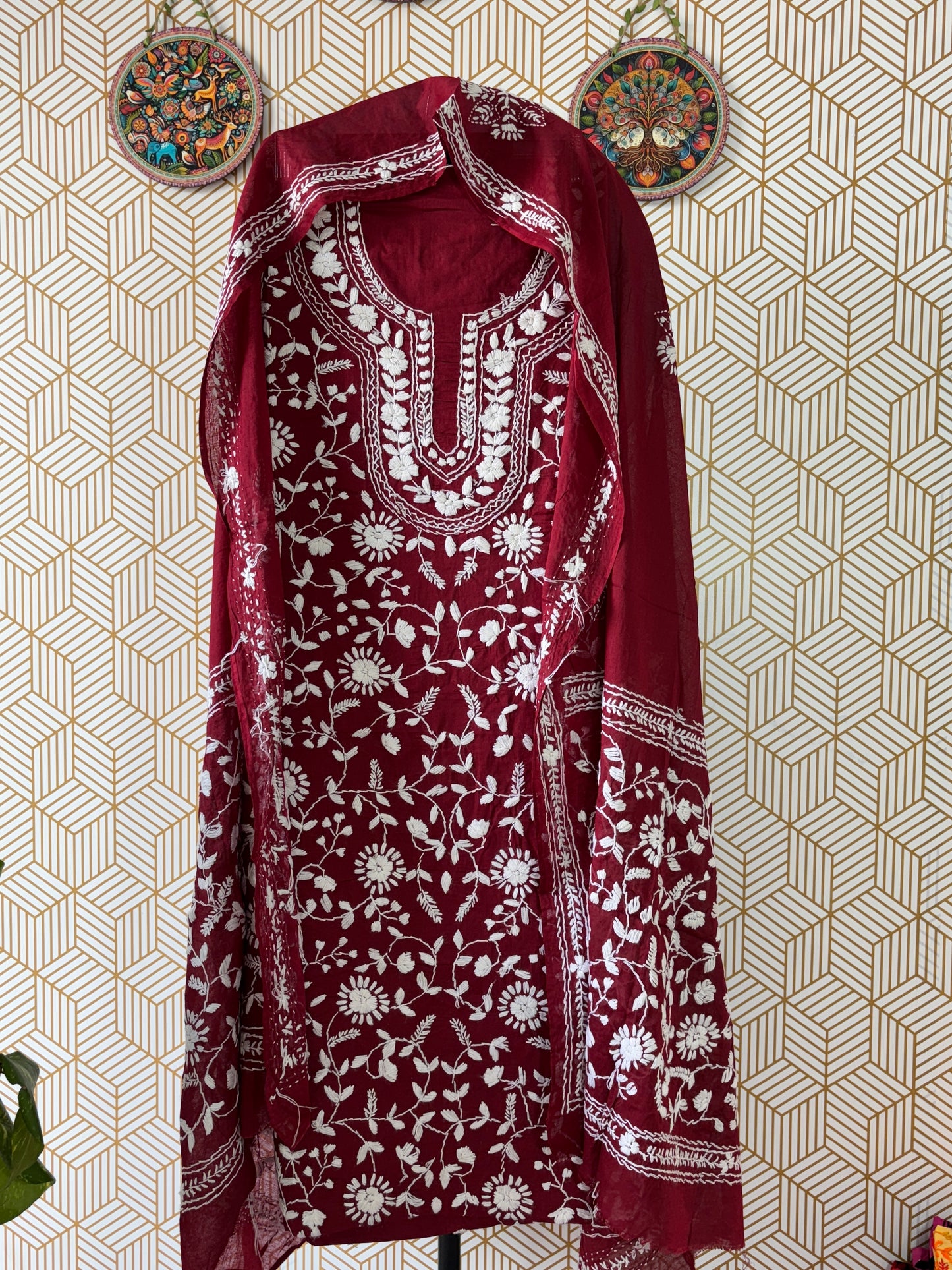 🌼 Bengal Handloom – Phulkari Pure Cotton Embroidered Suit Set