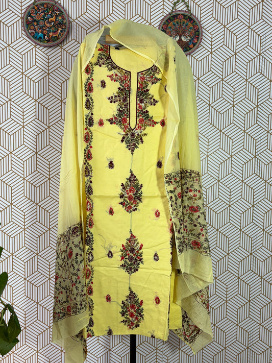 Bengal Handloom – Kashmiri Work Pure Cotton Embroidered Suit Set
