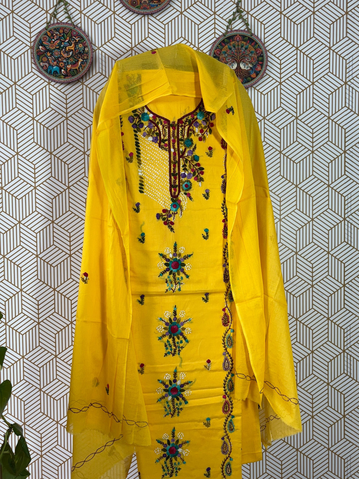 Pure Cotton Kantha Embroidered Suit Set