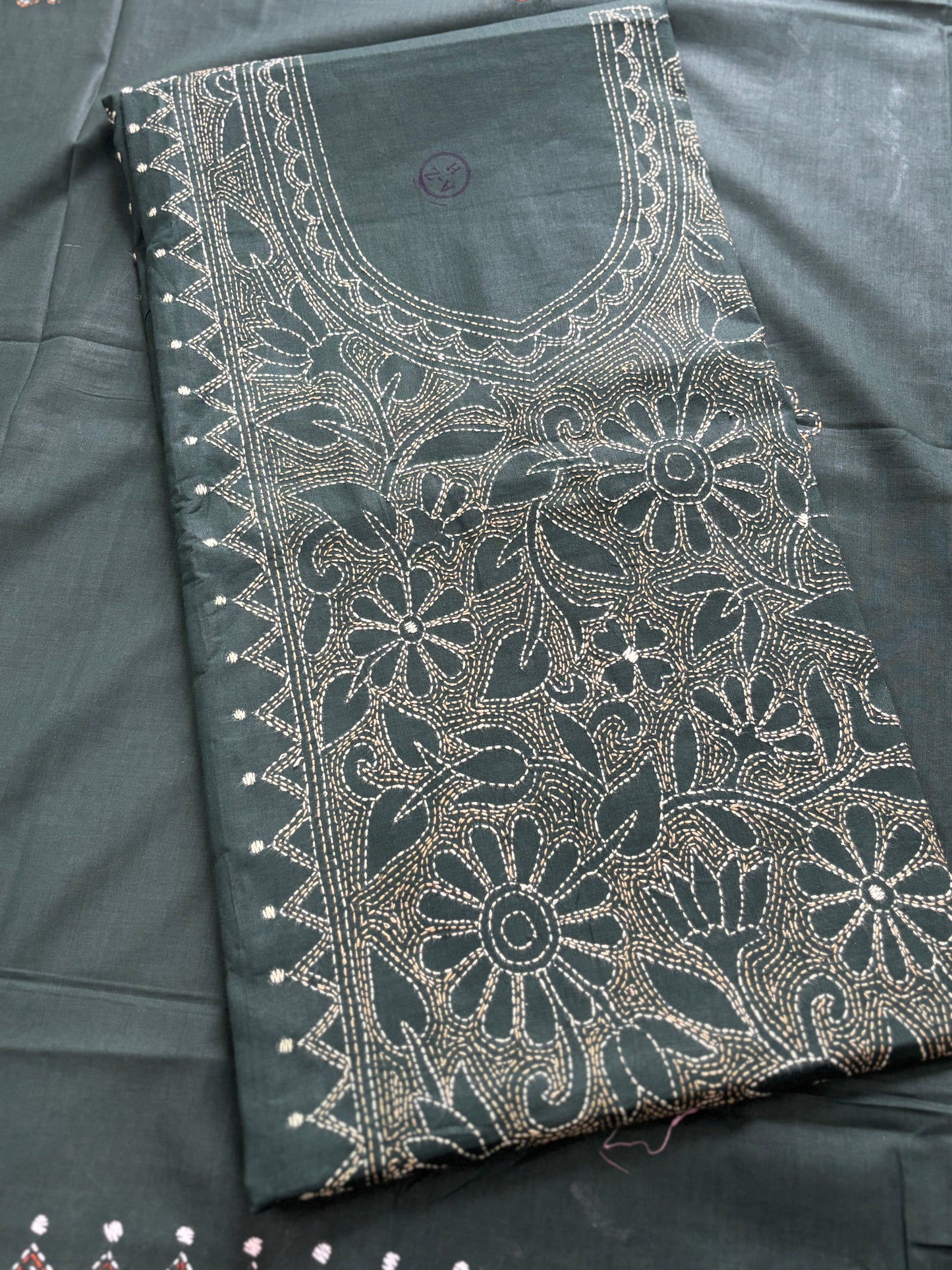 Reverse Kantha embroidery Suit Set