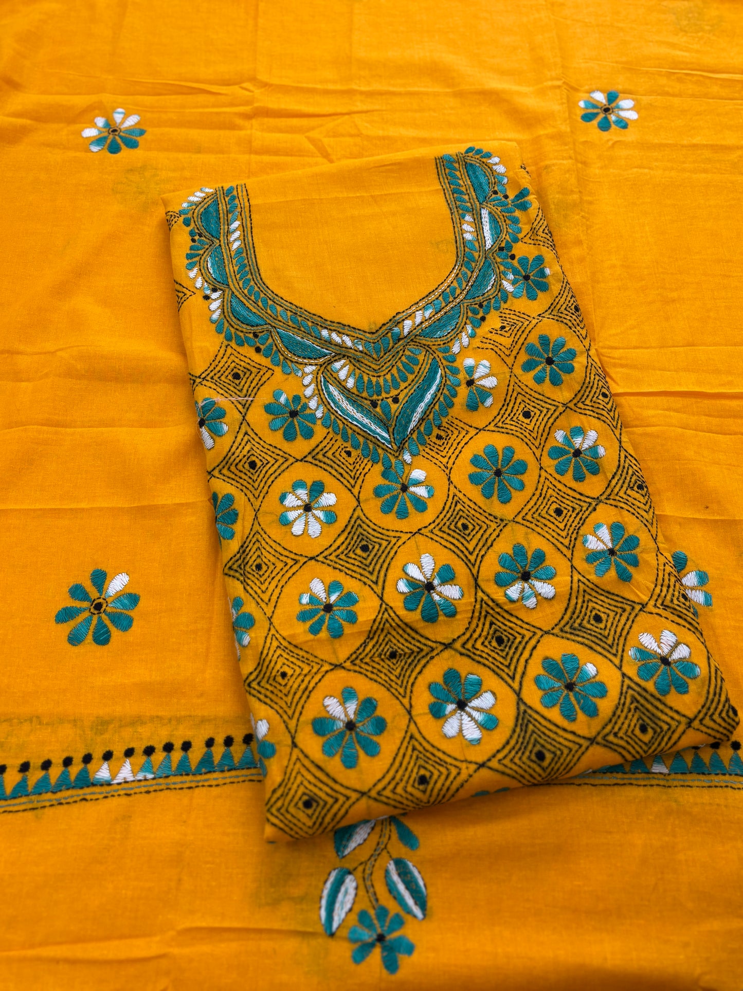 Reverse Kantha embroidery Suit Set