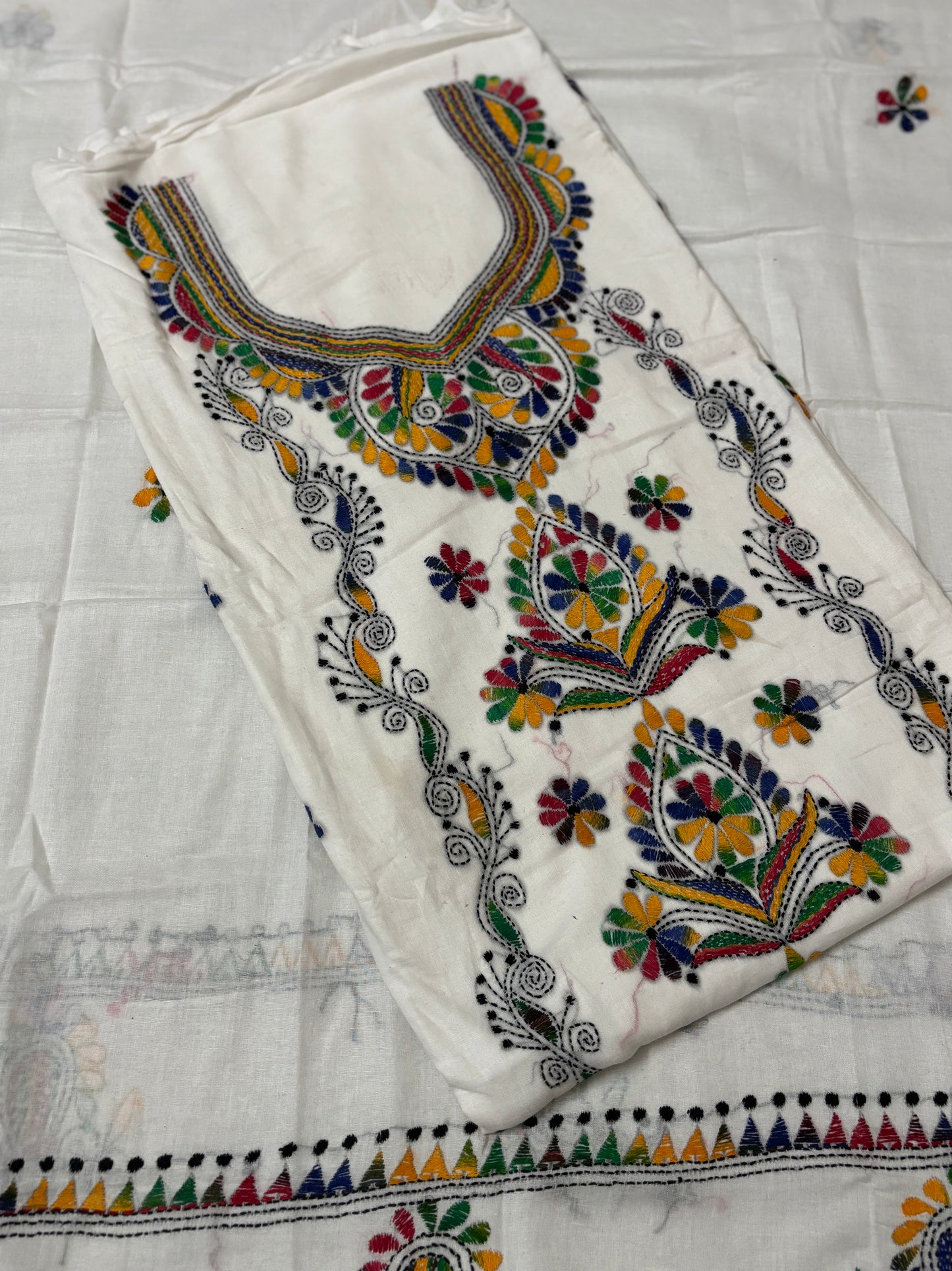 Reverse Kantha embroidery Suit Set