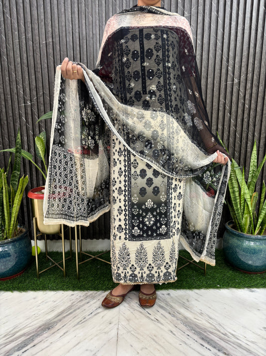 Premium natural handmade crepe 3pcs suit set