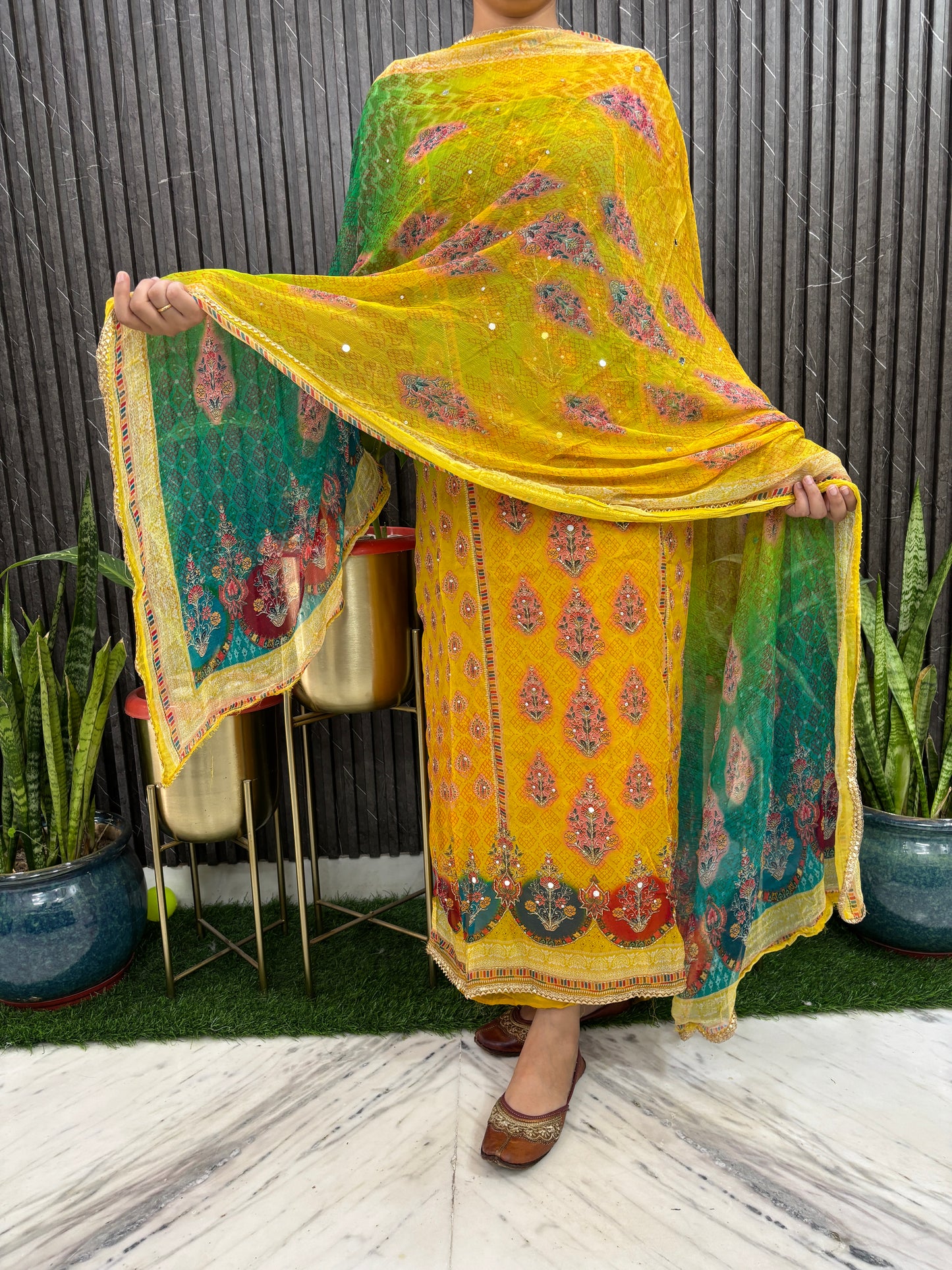 Premium natural handmade crepe 3pcs suit set