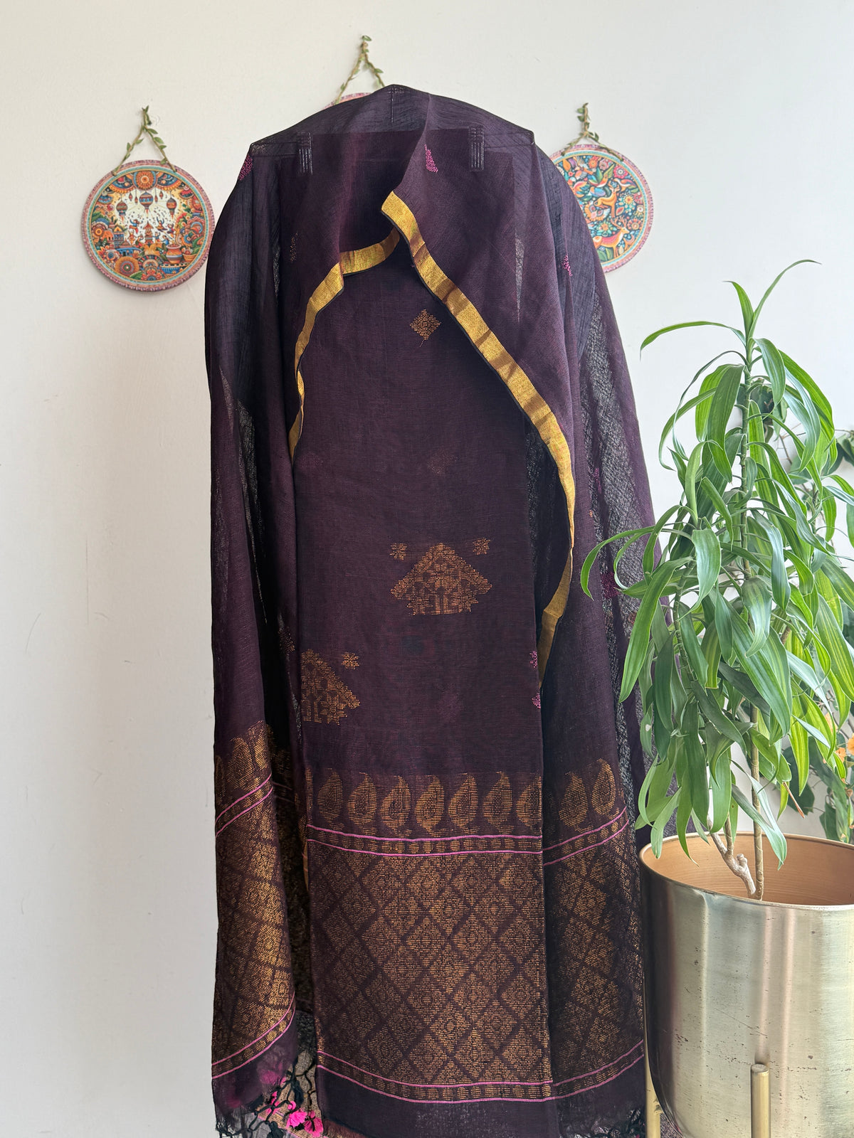 Pure Linen Jamdani Weaving Kurta & Dupatta Set