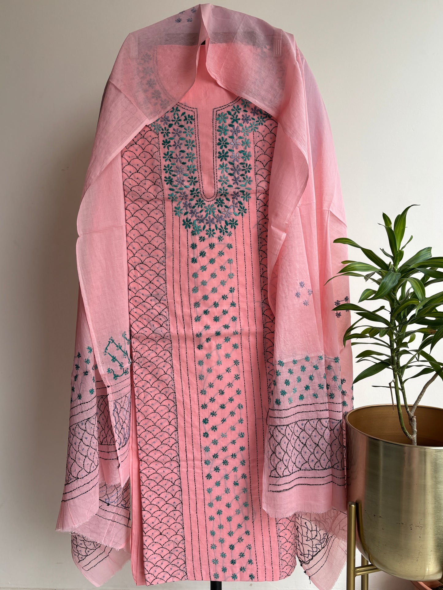 Bengal Handloom – Star Pattern Pure Cotton Embroidered Suit Set