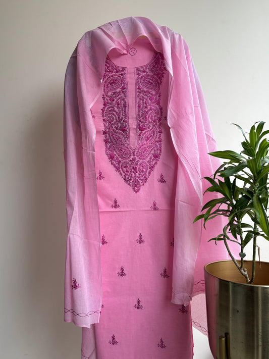 Bengal Handloom-🌸 French Knot & Kashmiri Hand Embroidered Cotton Set 🌸