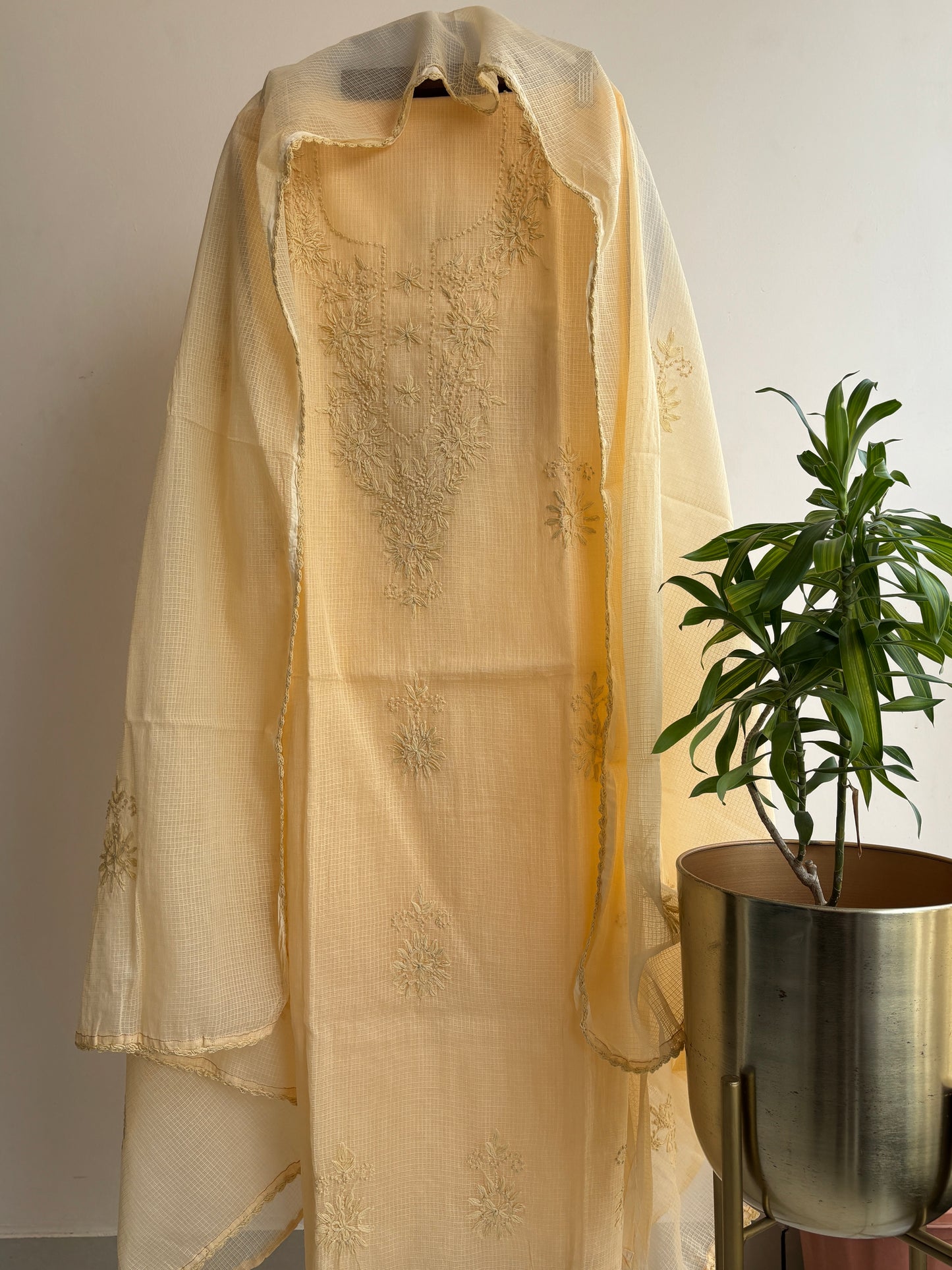 Lucknowi Chikankari- Kotadoria Thread Work Suit Set