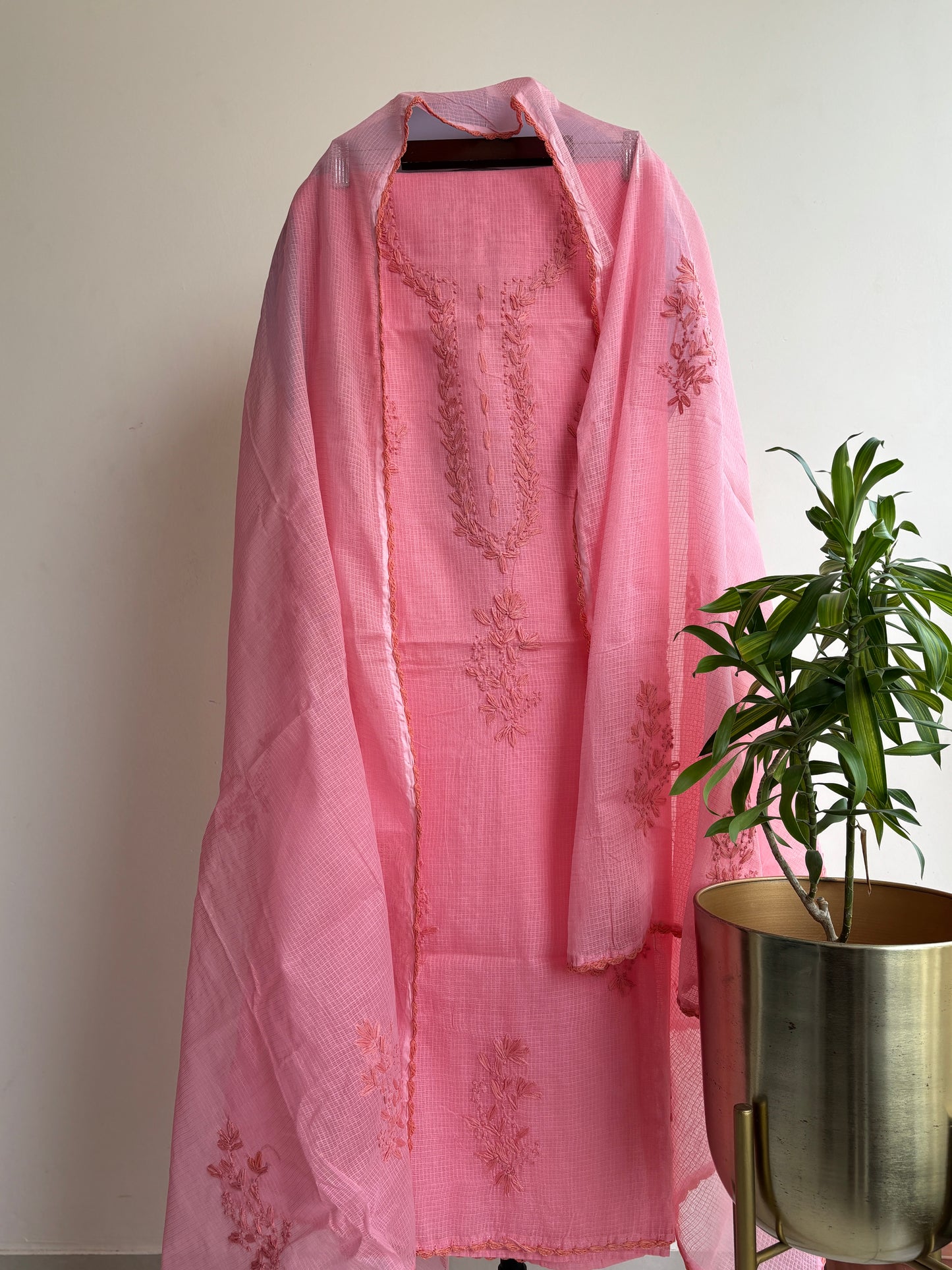 Lucknowi Chikankari- Kotadoria Thread Work Suit Set