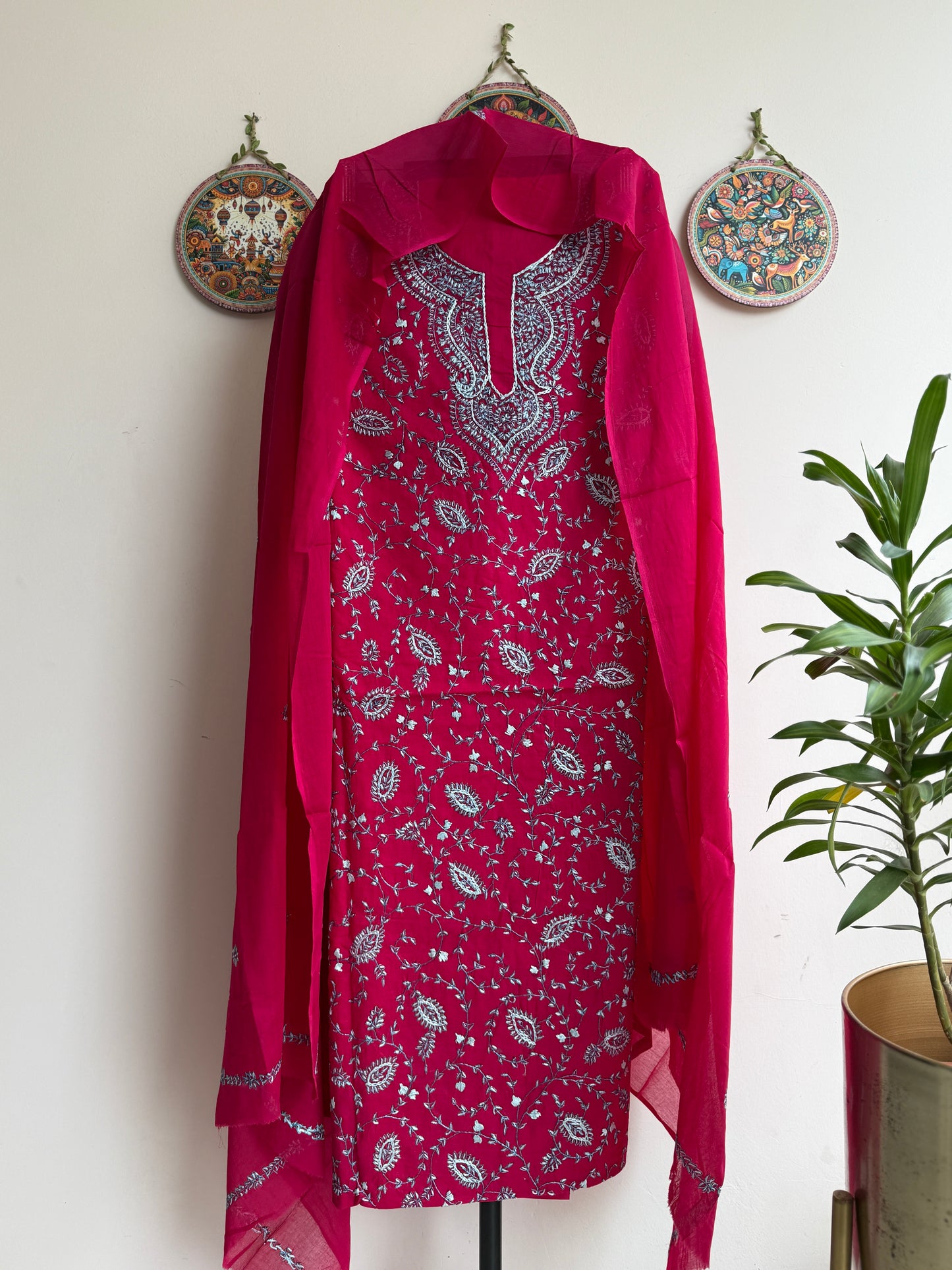 Bengal Handloom- Kashmiri Work Pure Cotton Embroidered Suit Set