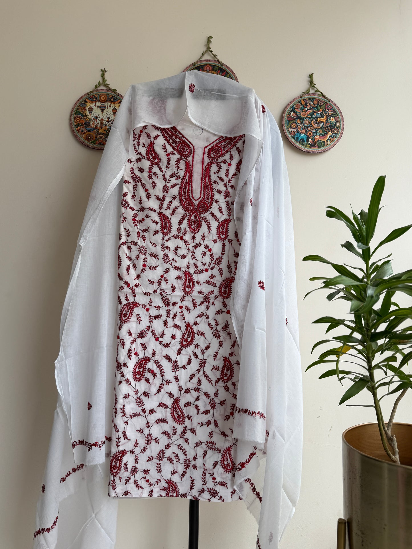 Bengal Handloom- Kashmiri Work Pure Cotton Embroidered Suit Set