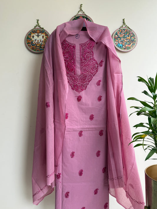 Bengal Handloom-🌸 French Knot & Kashmiri Hand Embroidered Cotton Set 🌸