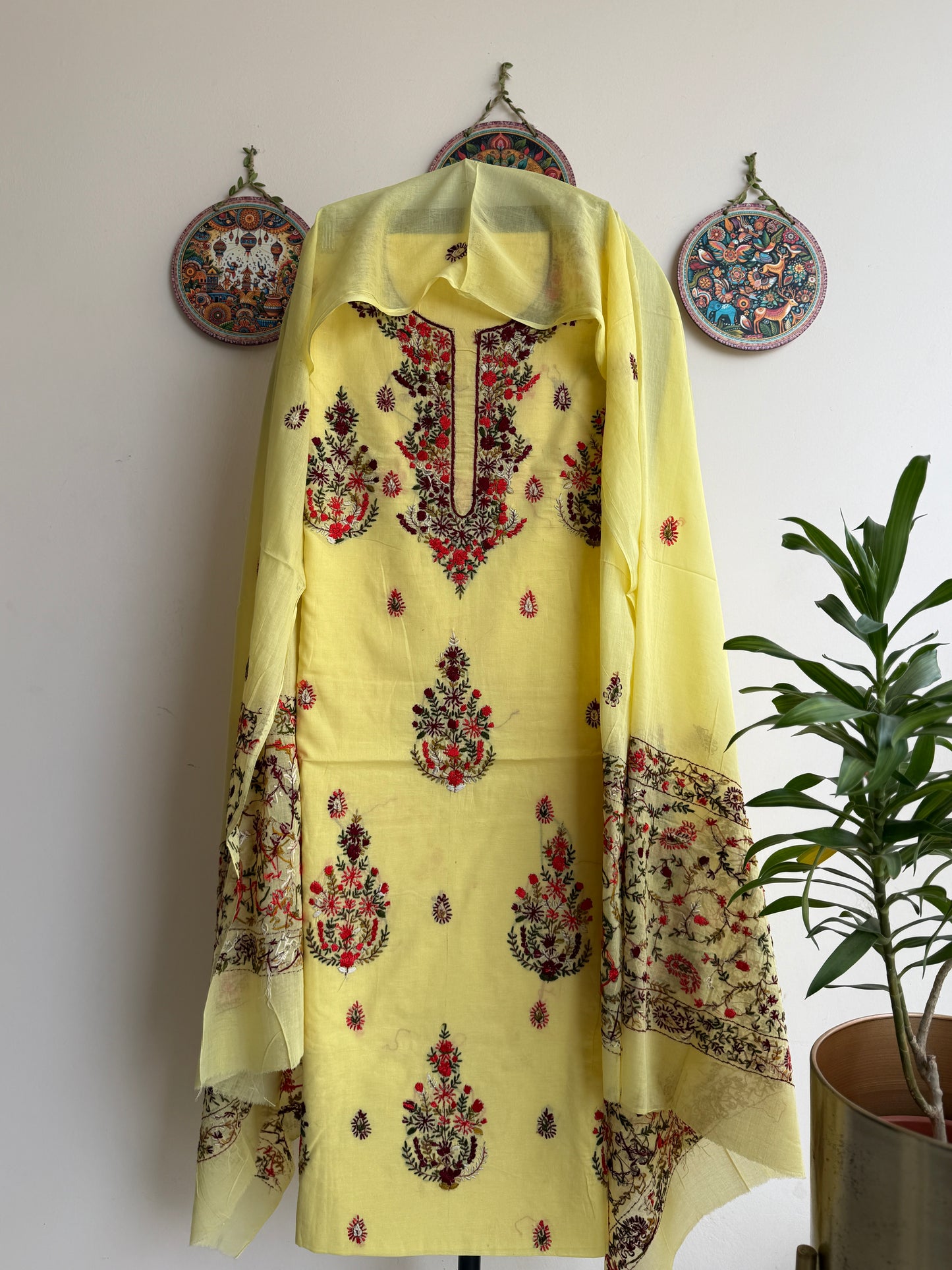 Bengal Handloom – Kashmiri Work Pure Cotton Embroidered Suit Set