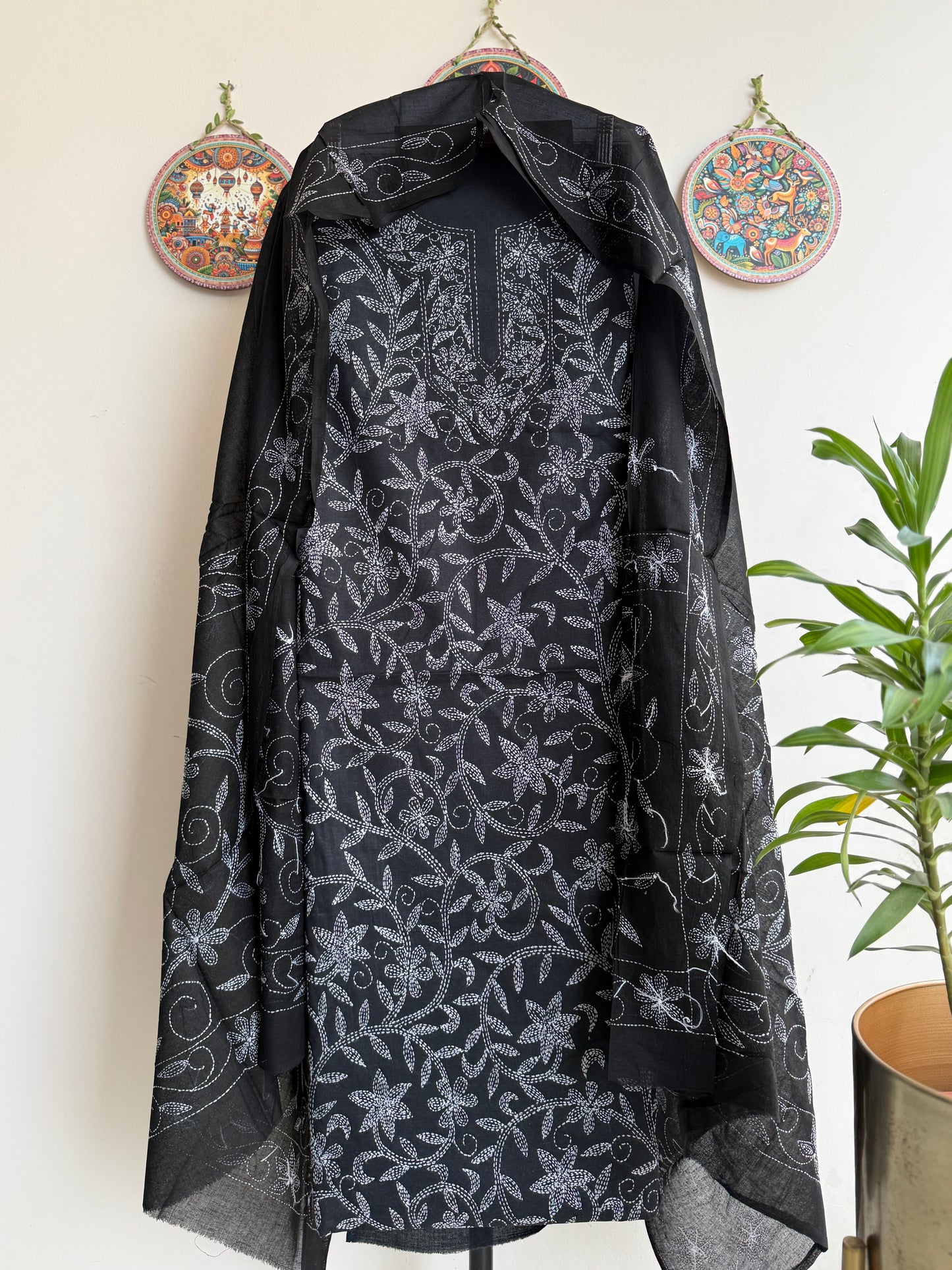 Bengal Handloom – Kantha Stich Pure Cotton Embroidered Suit Set