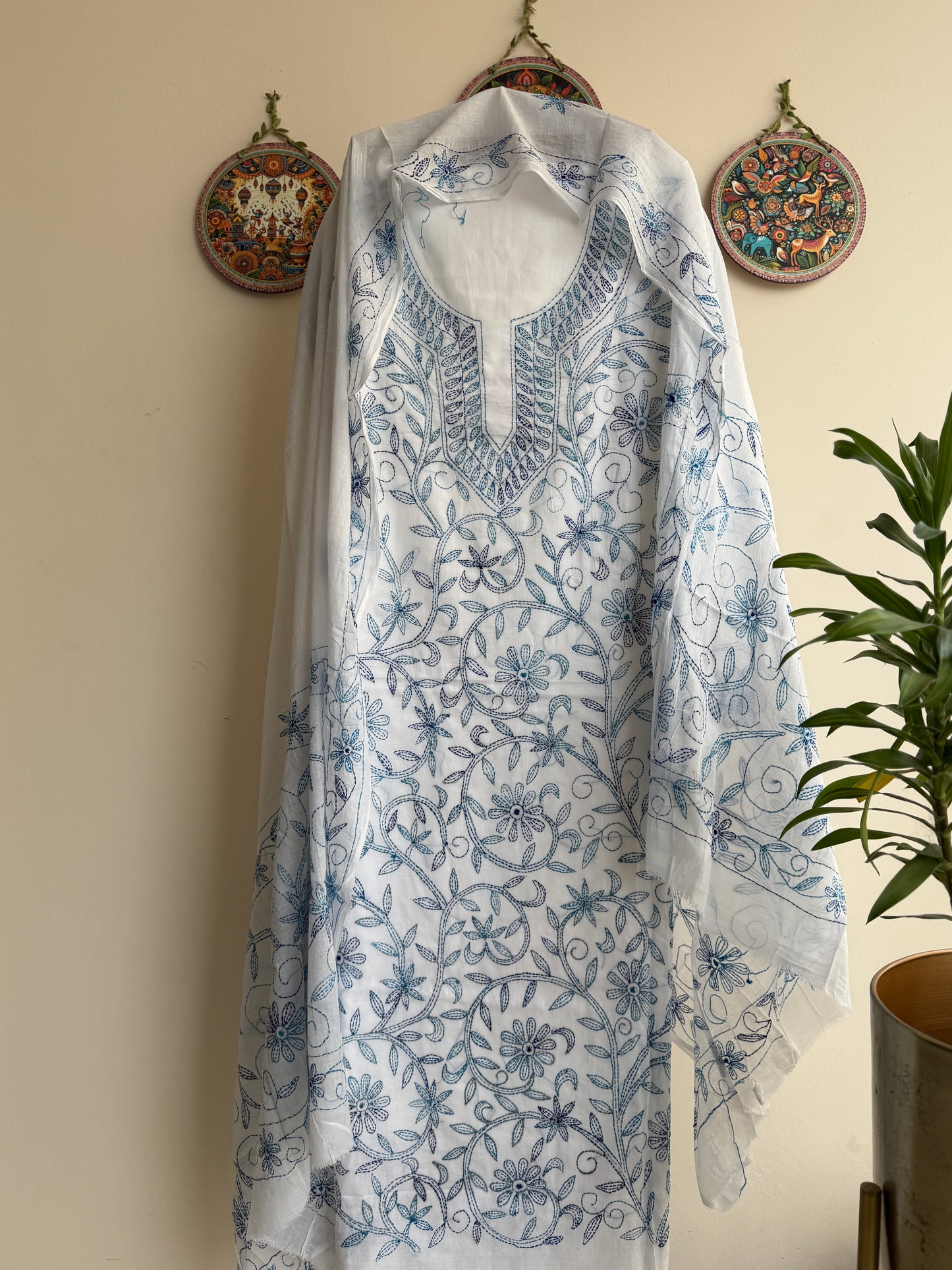 Bengal Handloom – Kantha Stich Pure Cotton Embroidered Suit Set