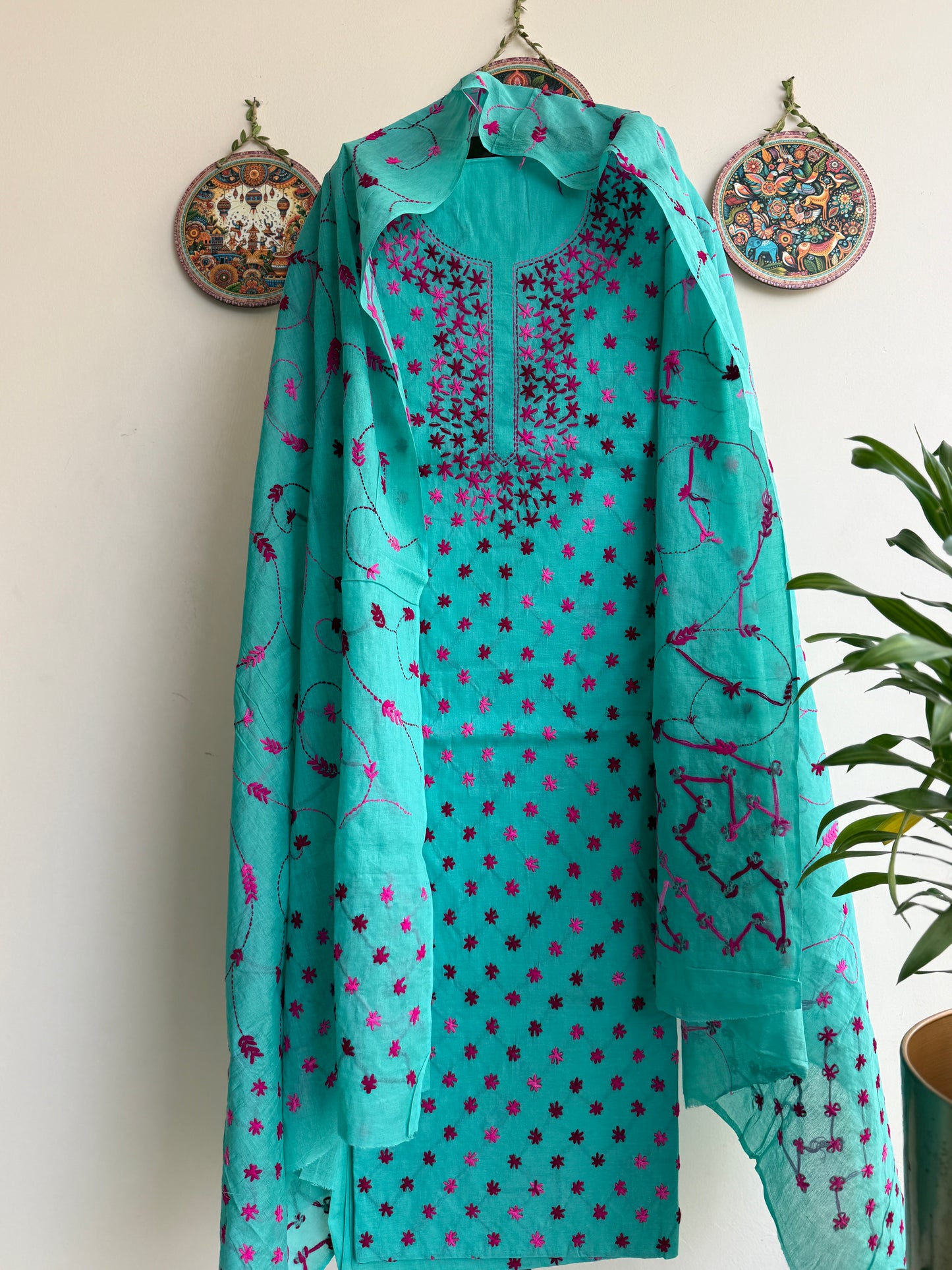 Bengal Handloom – Star Pattern Pure Cotton Embroidered Suit Set