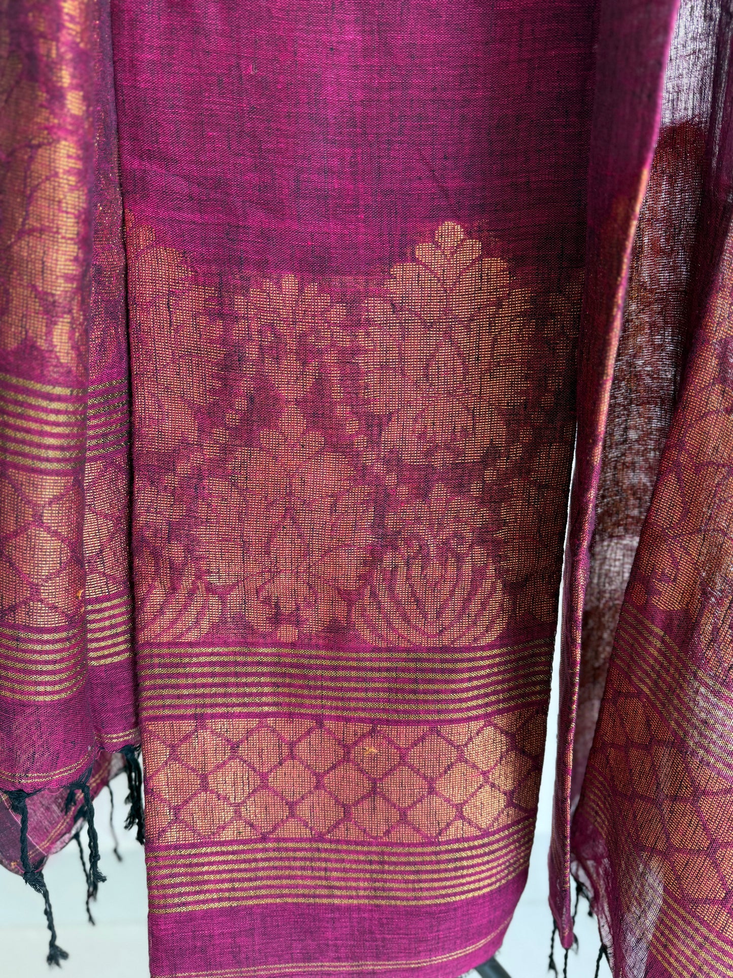 Jamdani- ✨ Pure Linen Jamdani Weaving Kurta & Dupatta Set ✨