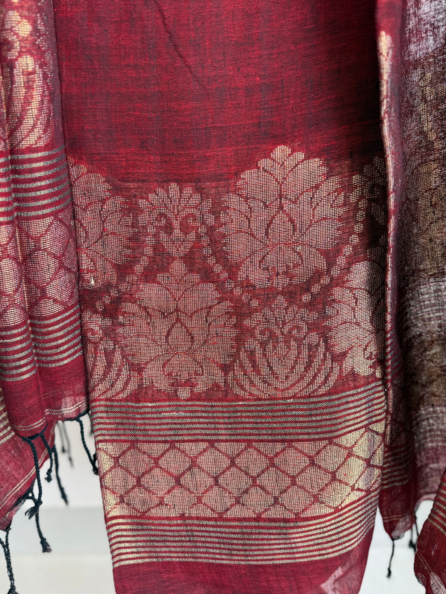 Jamdani- ✨ Pure Linen Jamdani Weaving Kurta & Dupatta Set ✨