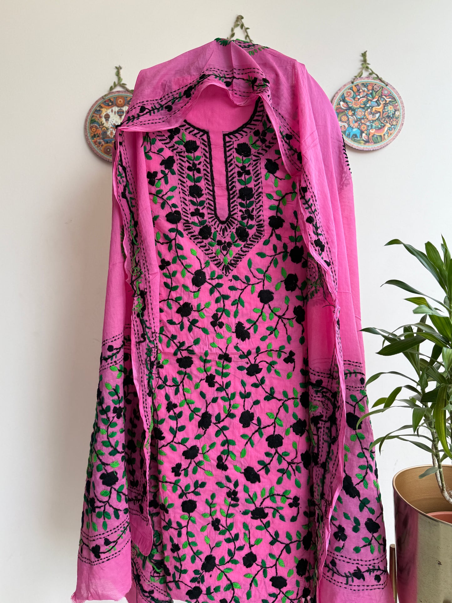 🌼 Bengal Handloom – Phulkari Pure Cotton Embroidered Suit Set