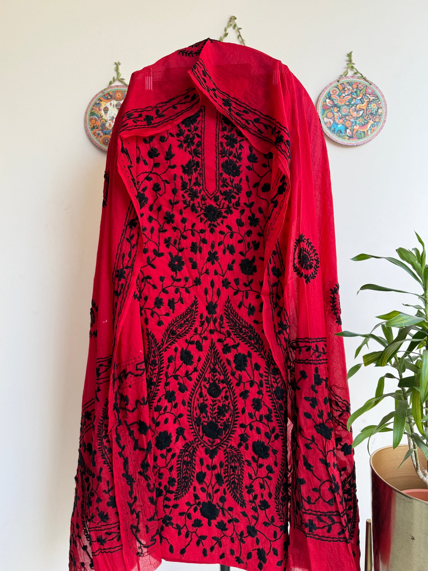 🌼 Bengal Handloom – Phulkari Pure Cotton Embroidered Suit Set