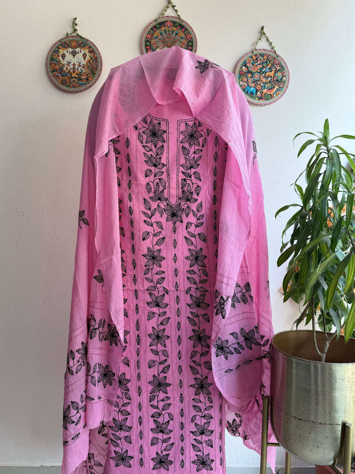 Bengal Handloom Kantha Stitch Pure Cotton Embroidered Suit Set