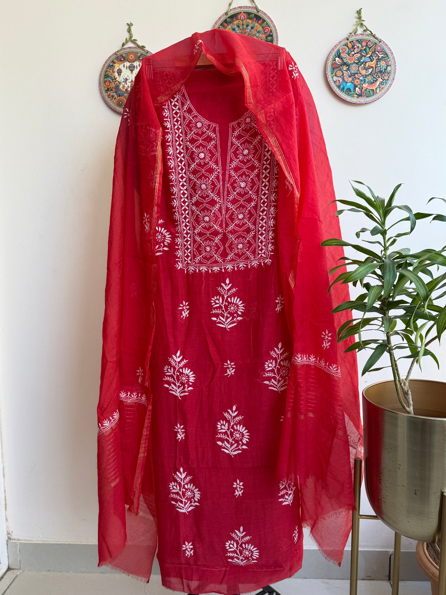 Lucknowi Chikankari Set – Pure Mul Chanderi Handcrafted Elegance