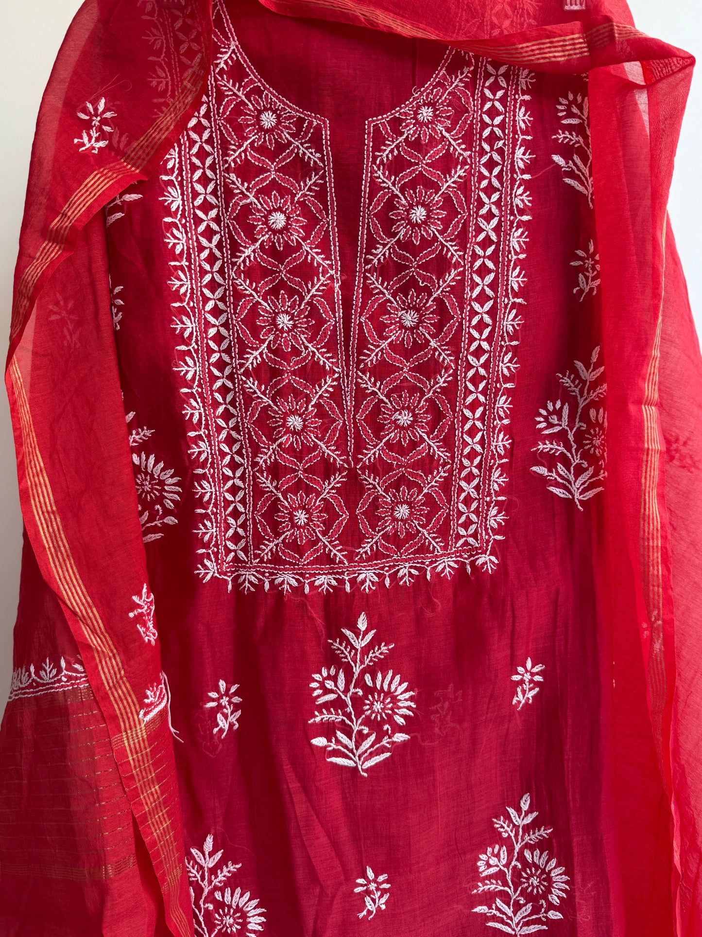 Lucknowi Chikankari Set – Pure Mul Chanderi Handcrafted Elegance