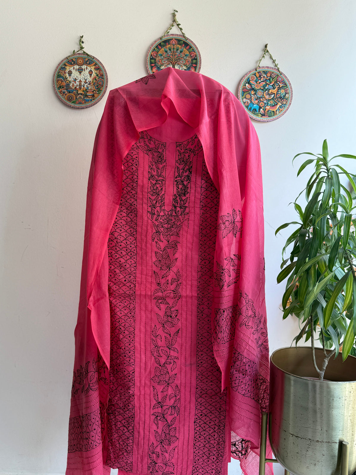 Bengal Handloom Kantha Stitch Pure Cotton Embroidered Suit Set