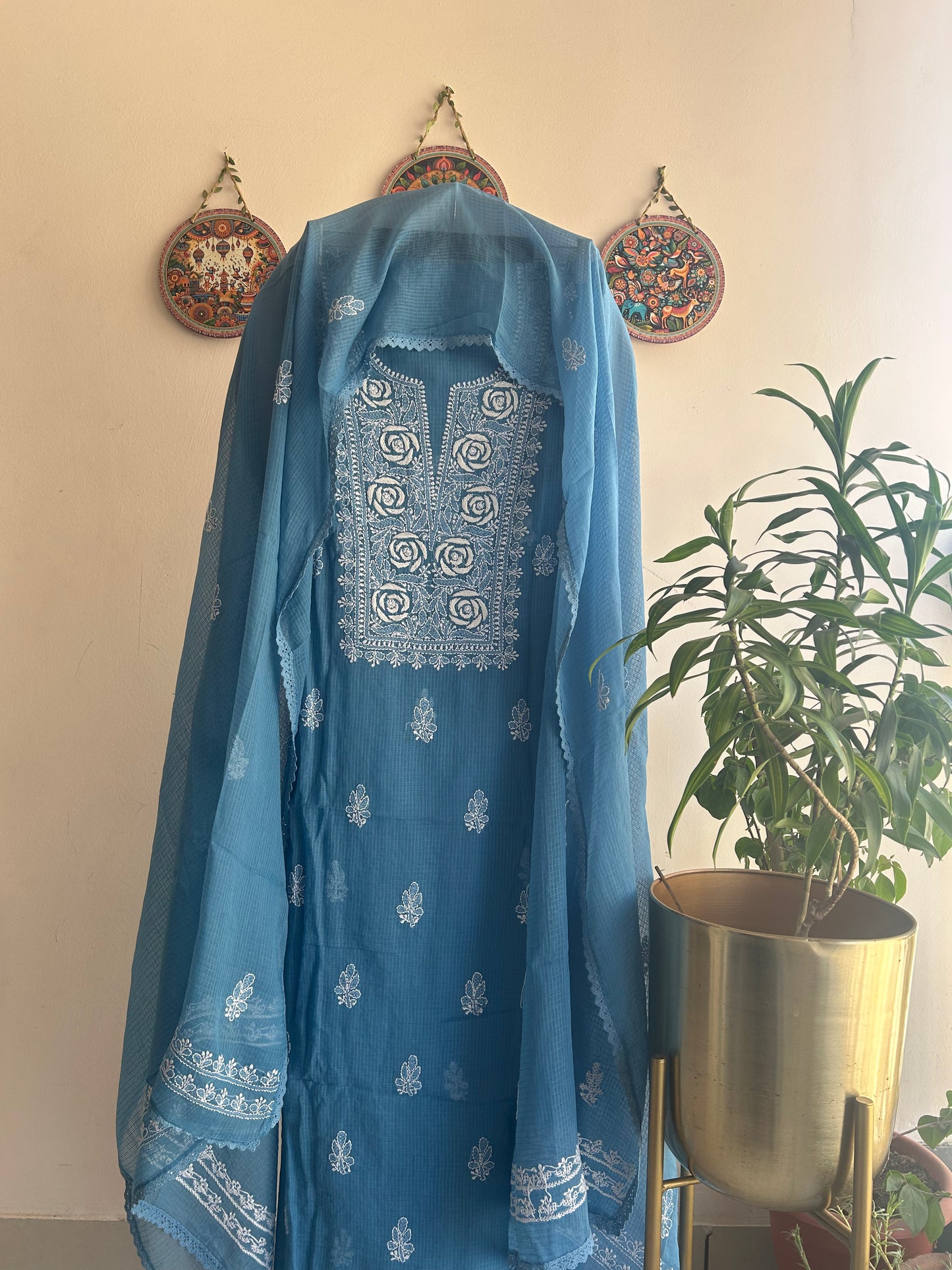 Lucknowi Chikankari Kota Doria Suit Set