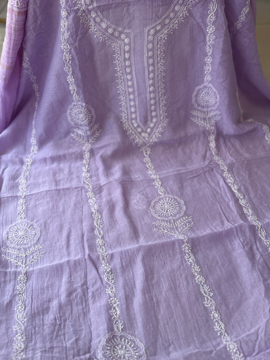 Lucknowi Chikankari Suit – Handwoven Mul Chanderi Elegance