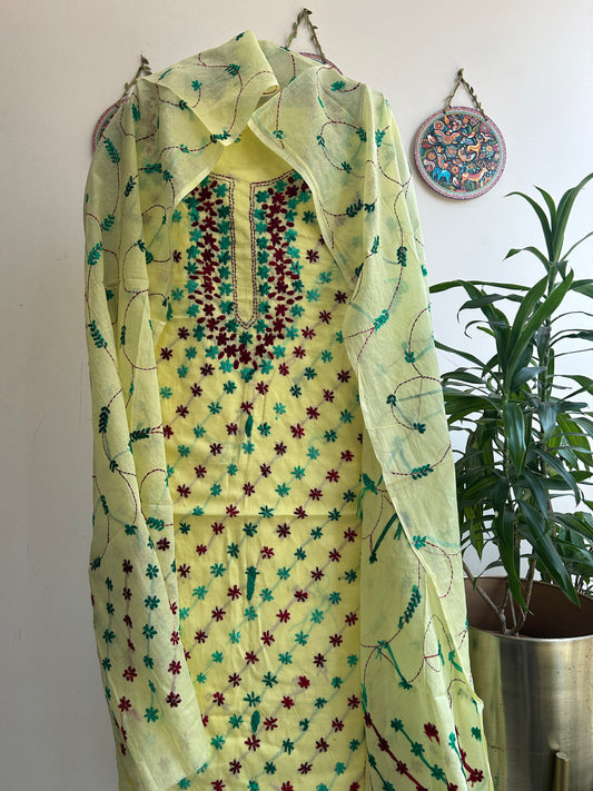 Bengal Handloom – Star Pattern Pure Cotton Embroidered Suit Set