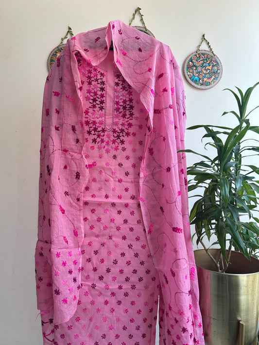 Bengal Handloom – Star Pattern Pure Cotton Embroidered Suit Set