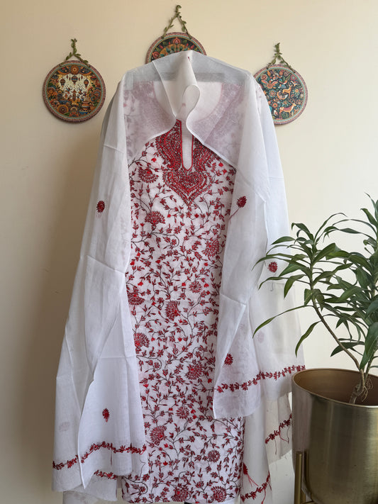 Bengal Handloom- Kashmiri Work Pure Cotton Embroidered Suit Set