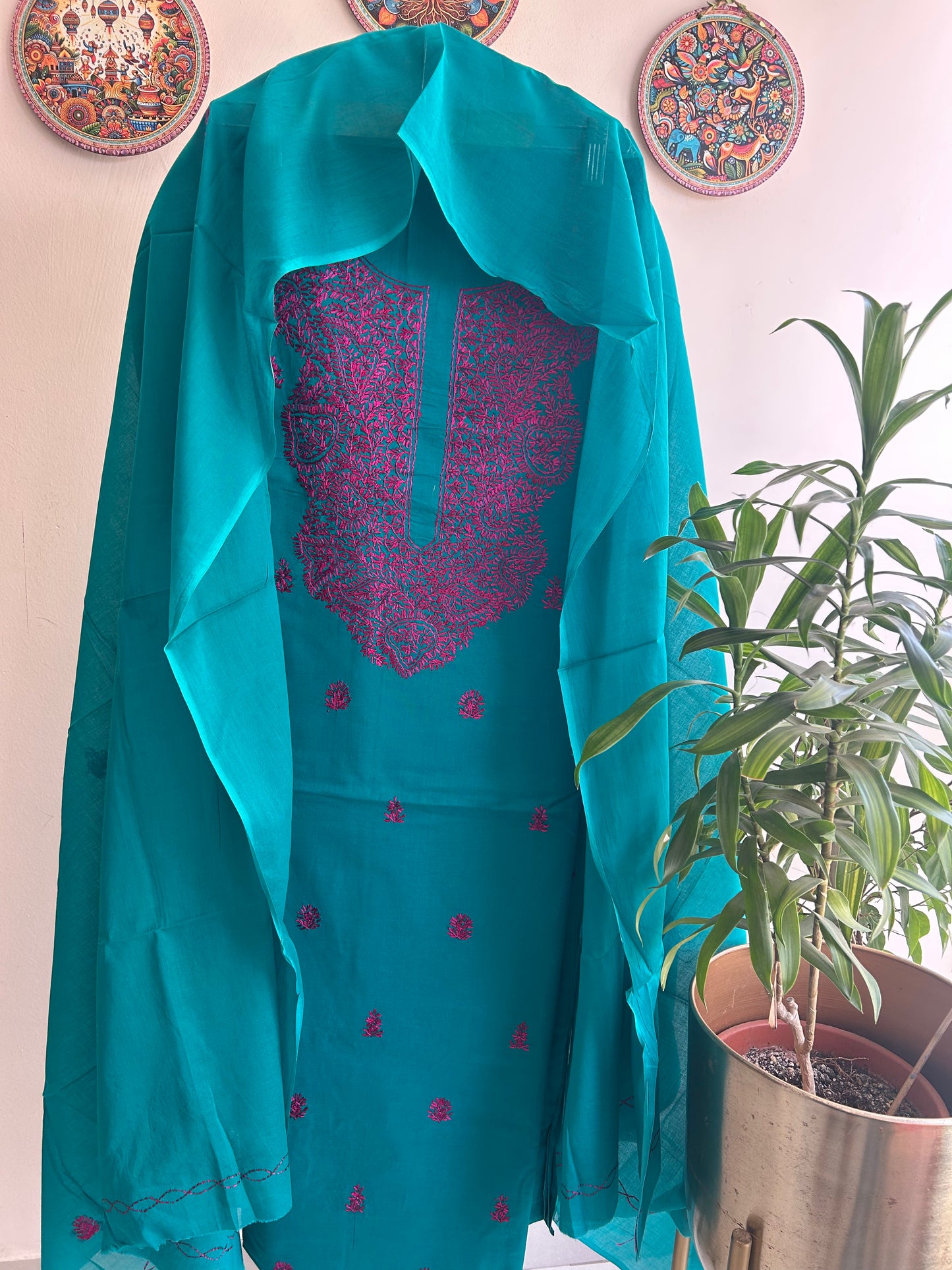 Bengal Handloom-🌸Kashmiri Hand Embroidered Cotton Set 🌸