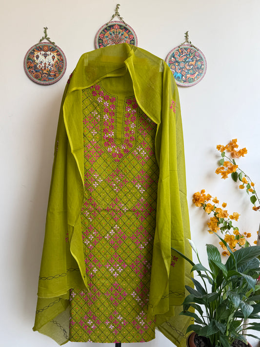 Bengal Handloom – Star Pattern Pure Cotton Embroidered Suit Set