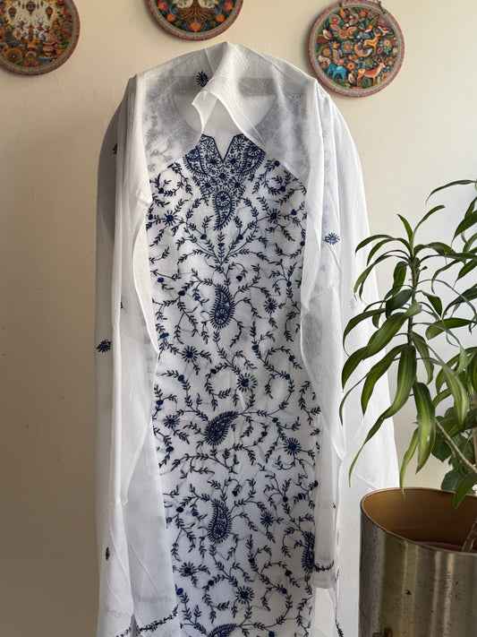 Bengal Handloom- Kashmiri Work Pure Cotton Embroidered Suit Set