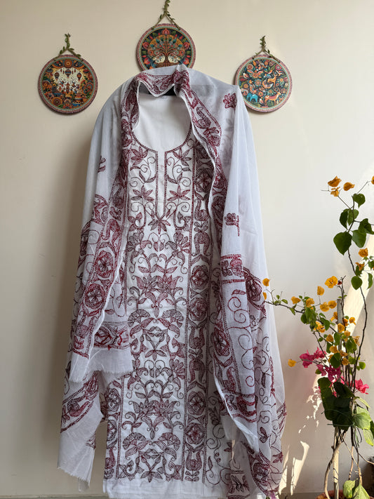 Bengal Handloom – Kantha Stich Pure Cotton Embroidered Suit Set