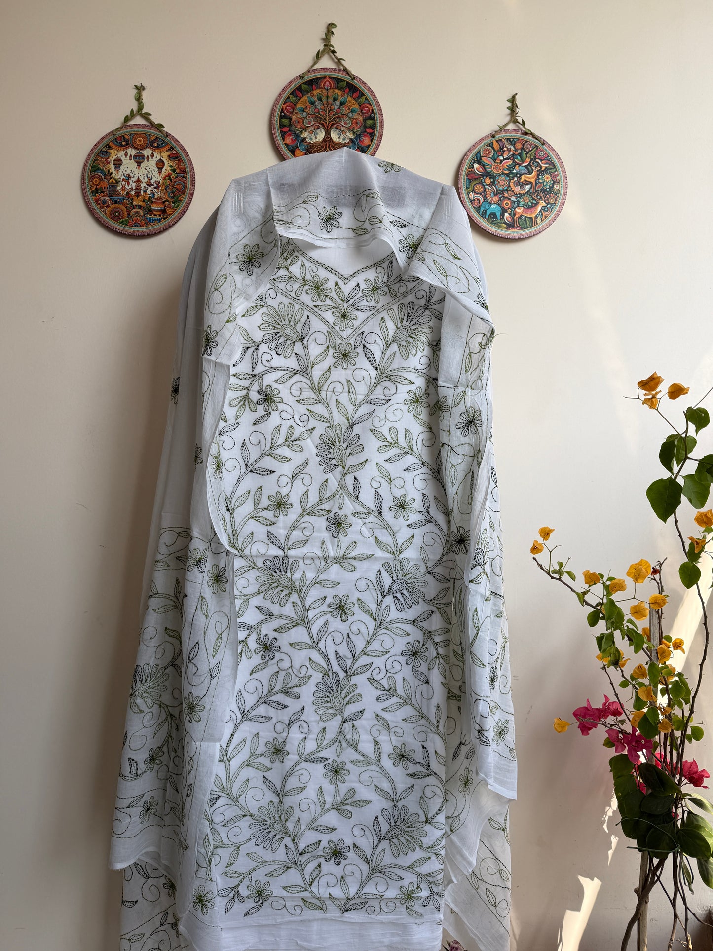 Bengal Handloom – Kantha Stich Pure Cotton Embroidered Suit Set