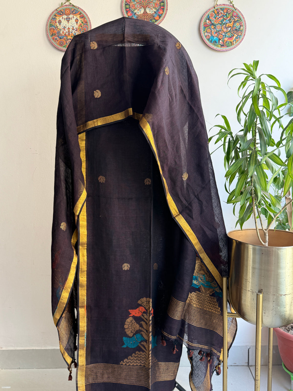 Pure Linen Jamdani Weaving Kurta & Dupatta Set