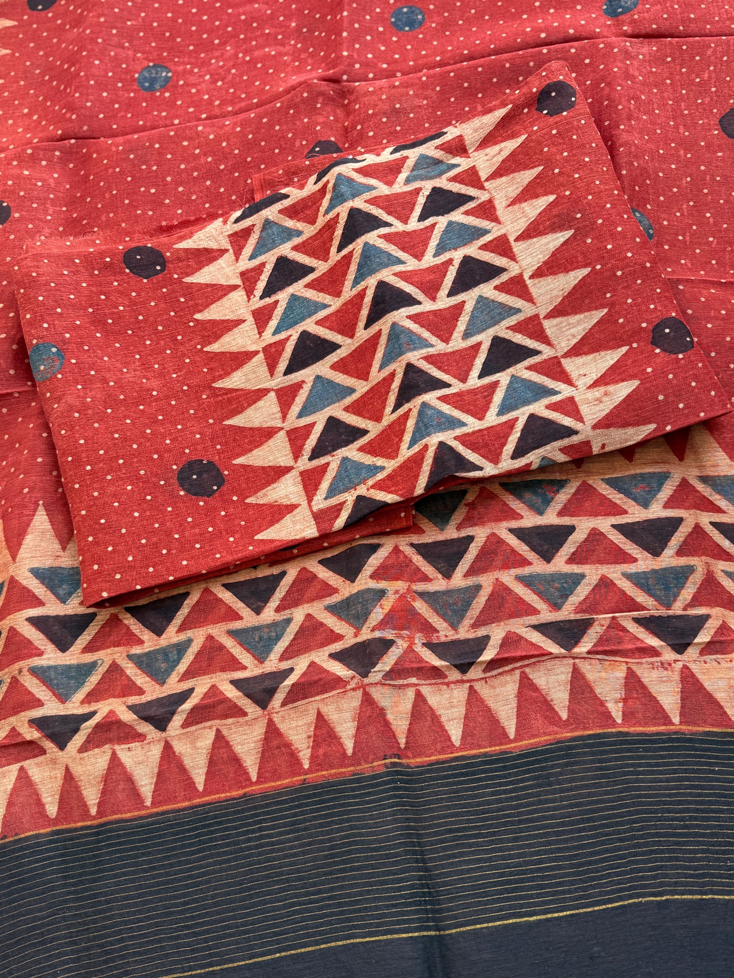 Pure Linen Ajrakh Hand Block Printed Suit Set with Dupatta | Natural Dyes