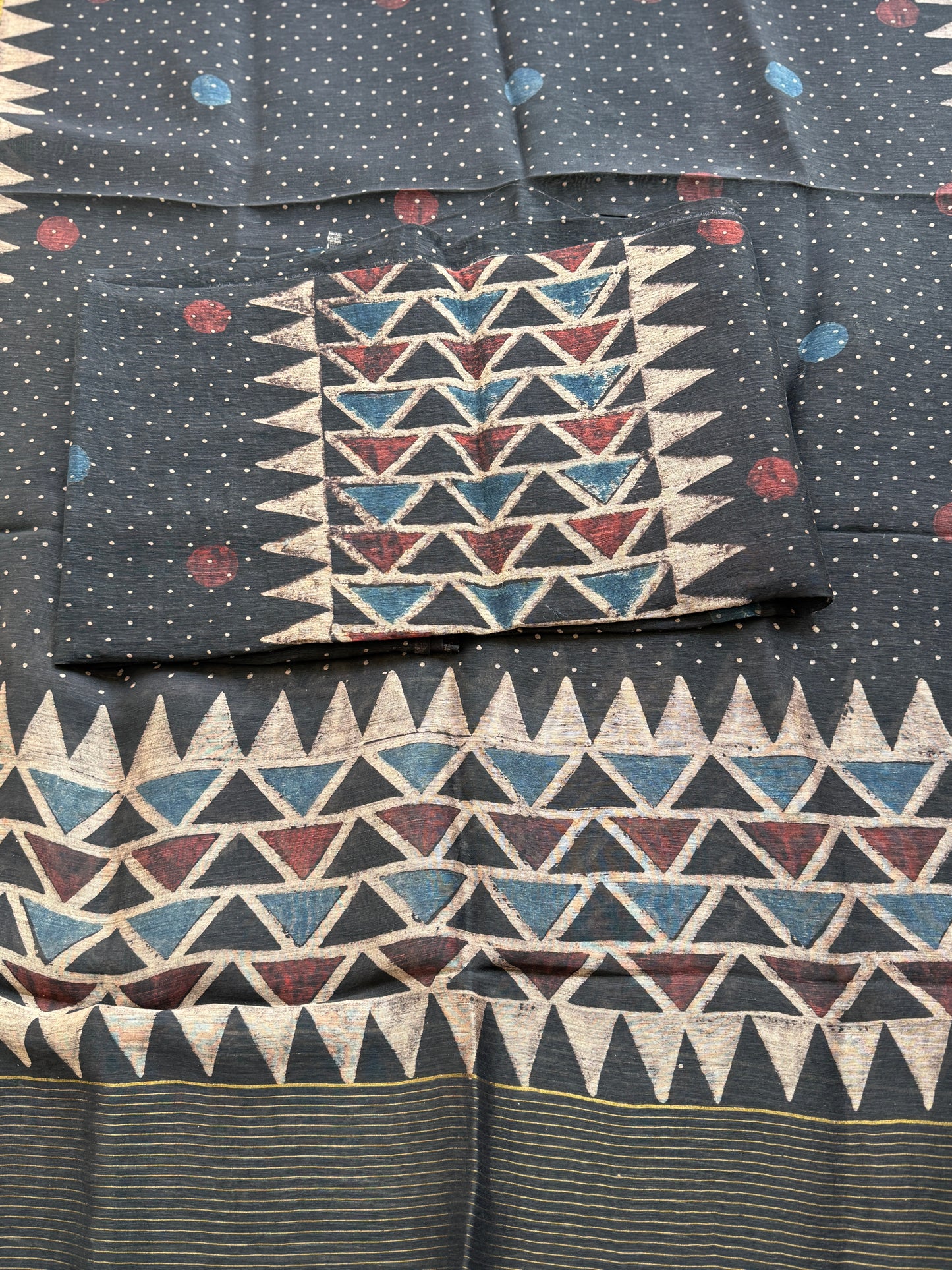 Pure Linen Ajrakh Hand Block Printed Suit Set with Dupatta | Natural Dyes