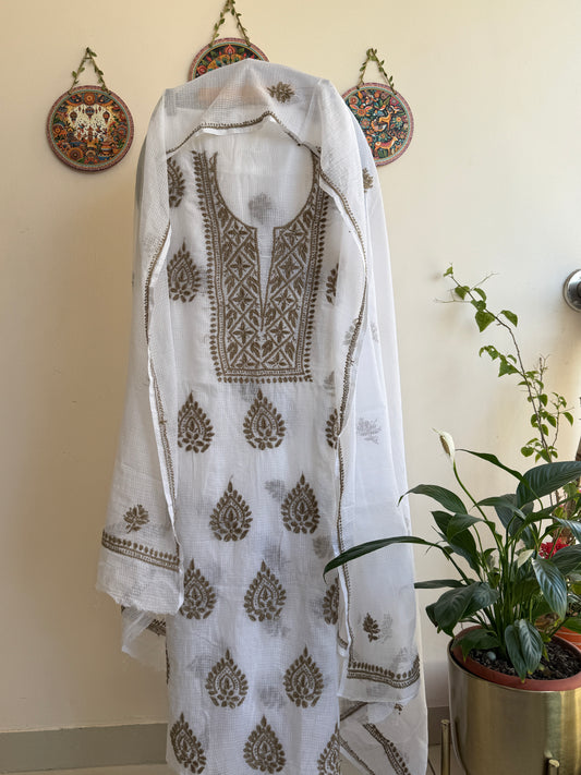Lucknowi Chikankari Kota Doria Suit Set