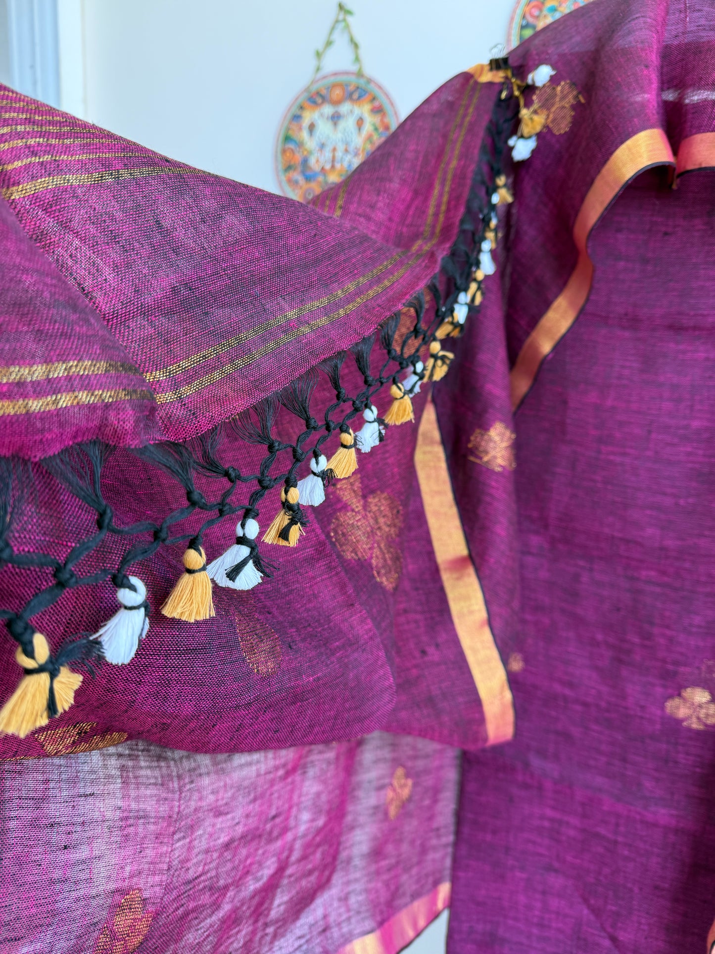 Jamdani- ✨ Pure Linen Jamdani Weaving Kurta & Dupatta Set ✨