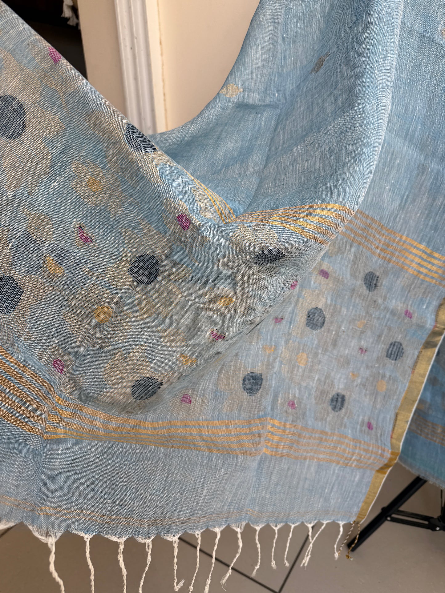 Jamdani- ✨ Pure Linen Jamdani Weaving Kurta & Dupatta Set ✨