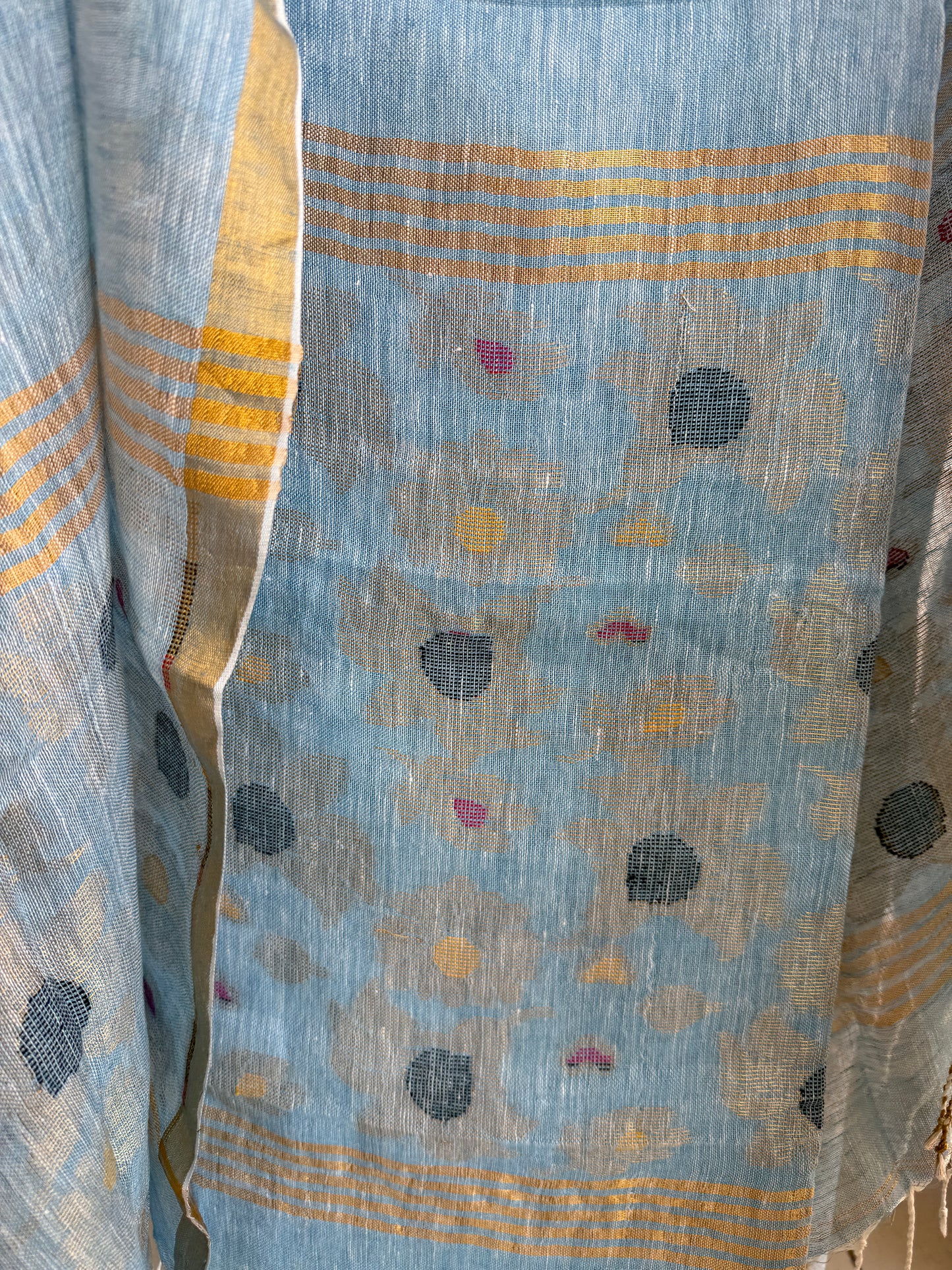 Jamdani- ✨ Pure Linen Jamdani Weaving Kurta & Dupatta Set ✨