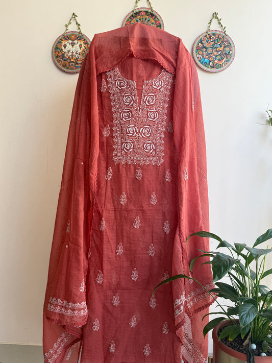 Lucknowi Chikankari Kota Doria Suit Set