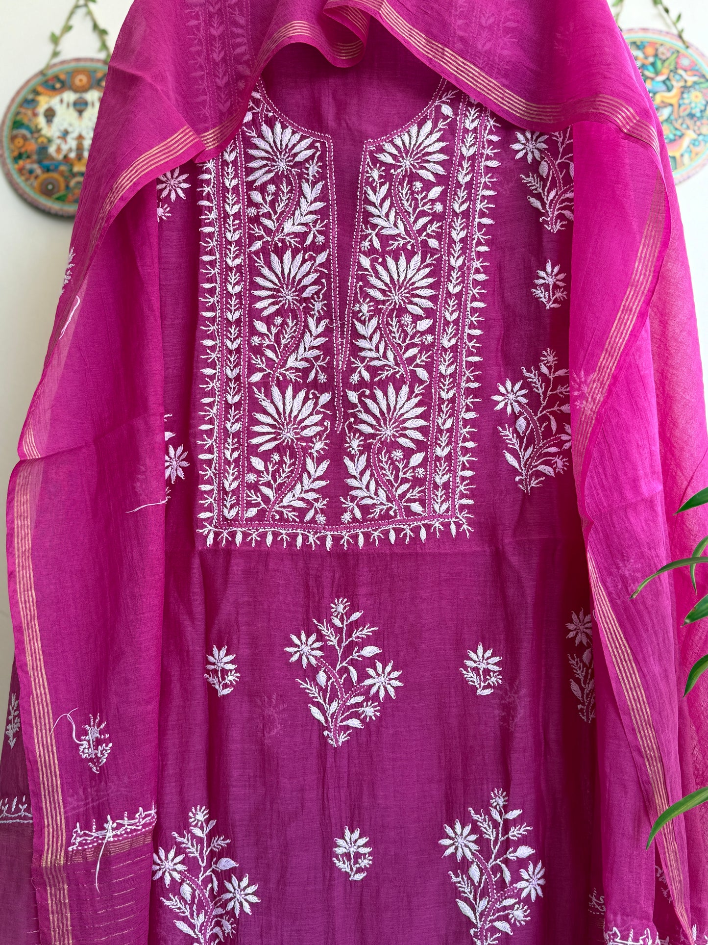 Lucknowi Chikankari Set – Pure Mul Chanderi Handcrafted Elegance