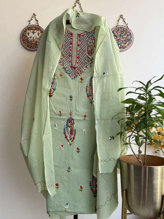 Bengal Handloom-🌸 French Knot & Kashmiri Hand Embroidered Cotton Set 🌸